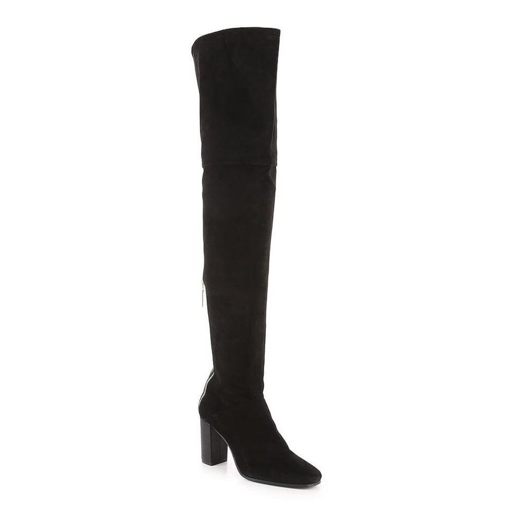 Stuart Weitzman Hardy 90 Black Leather Over Knee Boots